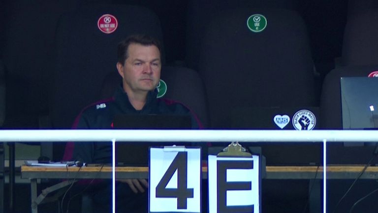 England team analyst Nathan Leamon displayed numbers and letters - such as ‘4E’ or ‘2C’ - on the balcony to relay messages to Eoin Morgan