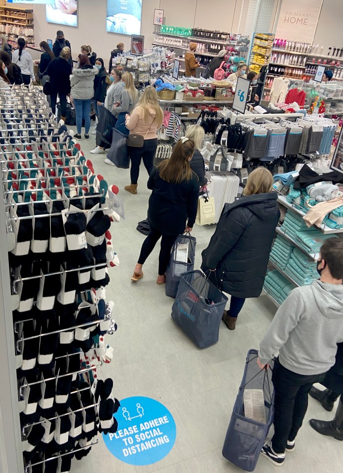 Shoppers queuing to pay at Lakeside