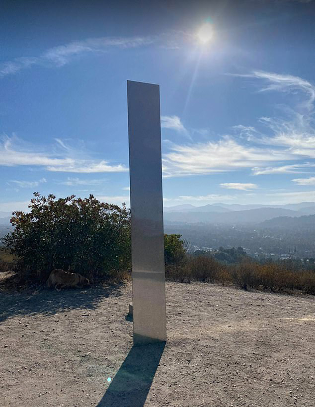 Locals spotted the latest eerie monolith in San Luis Obispo County on Wednesday morning on top of Pine Mountain in Atascadero, California