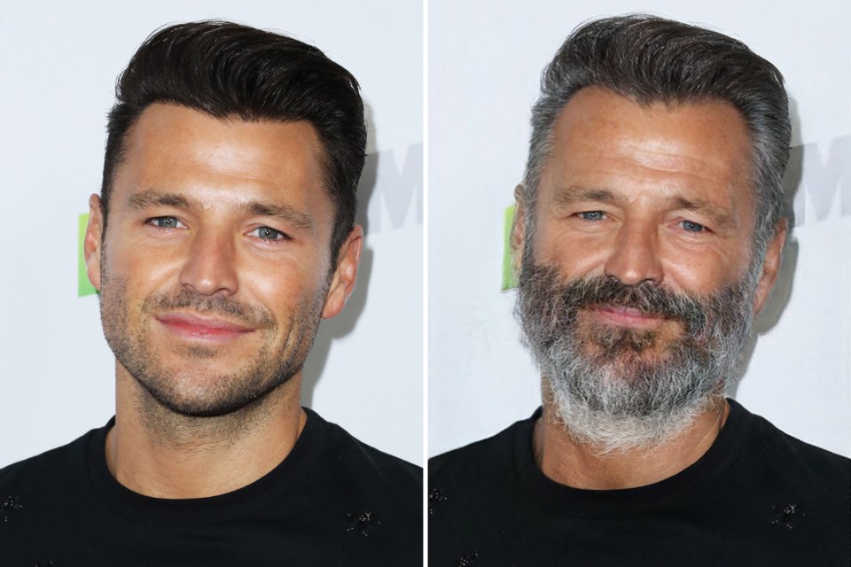 Mark Wright will end up with a dignified salt and pepper beard according to the app