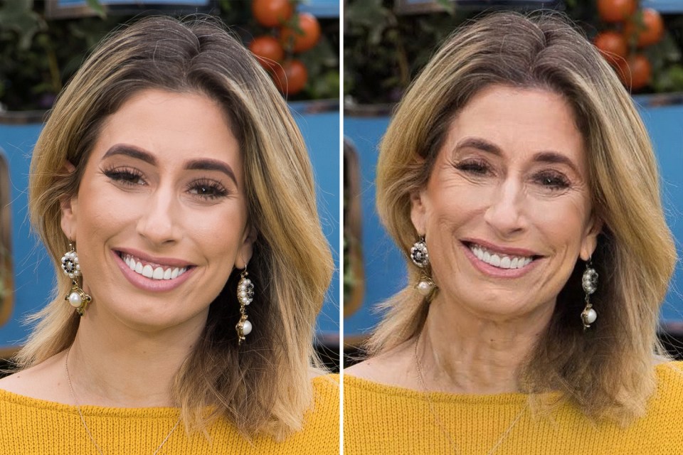 Stacey Solomon will be left with laughter lines according to the app