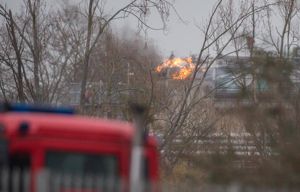 Flames were seen after the explosion on Thursday morning