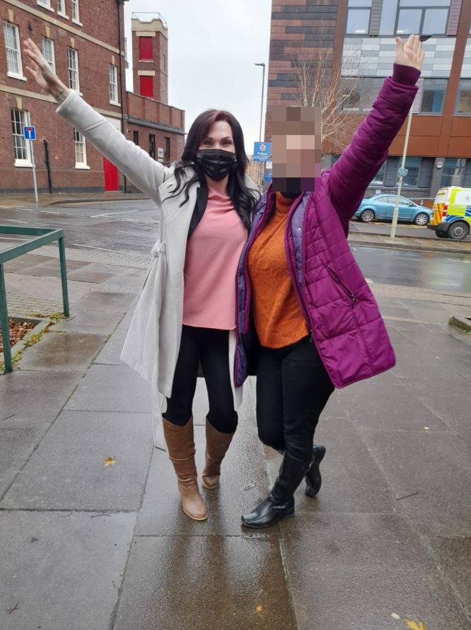 The mum later shared a photo of herself celebrating the verdict outside court, writing 'not guilty'