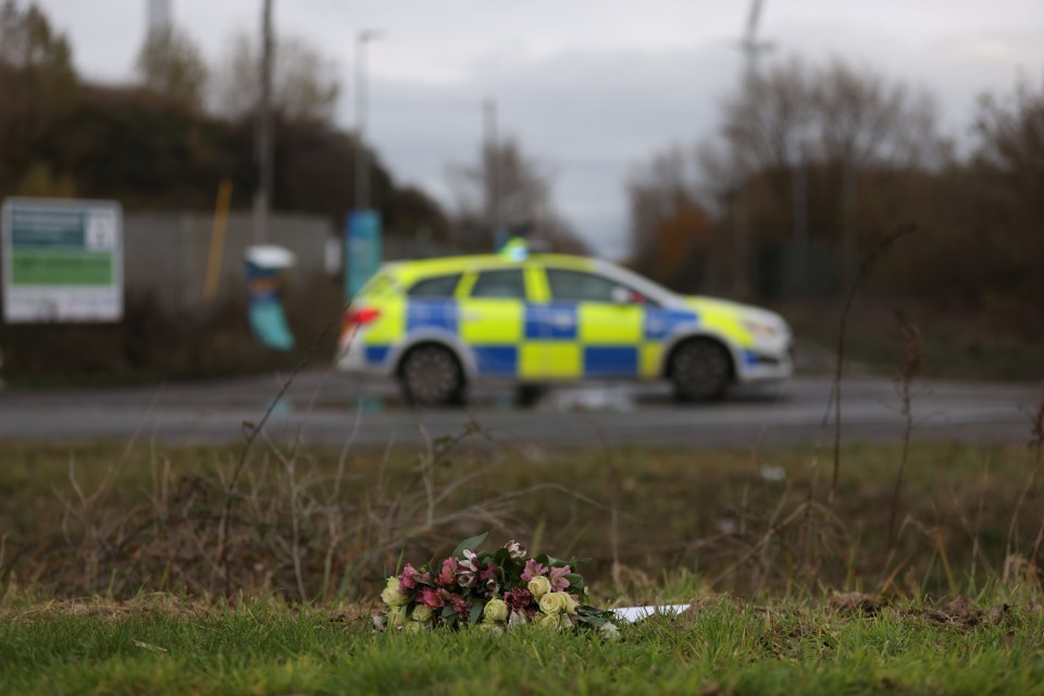 Flowers were left outside the site today