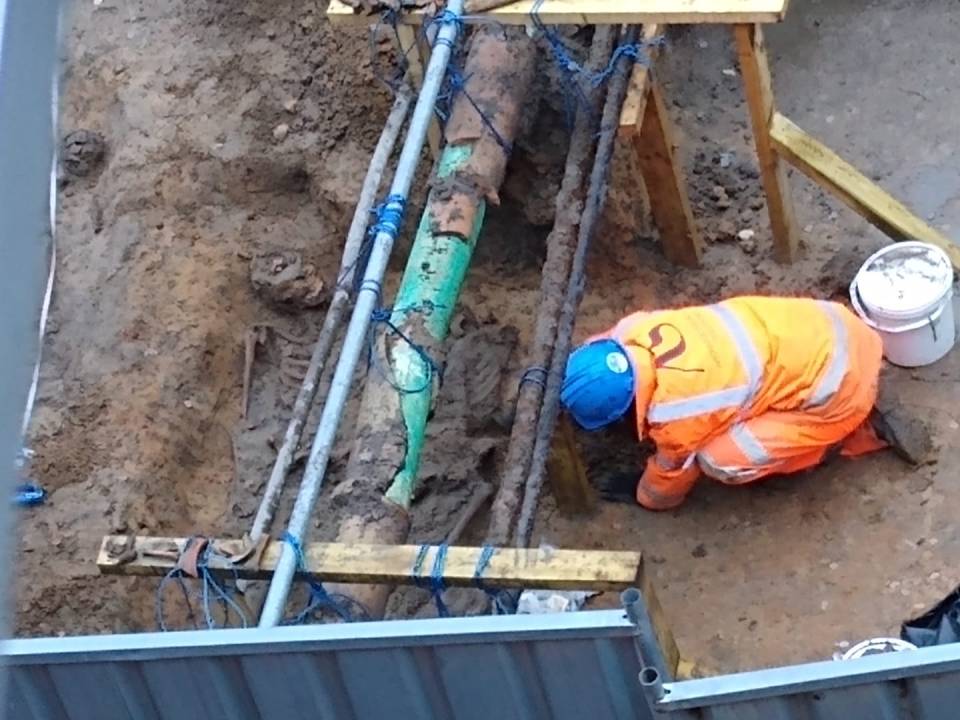 Builders made the shocking discovery at the Tombland site