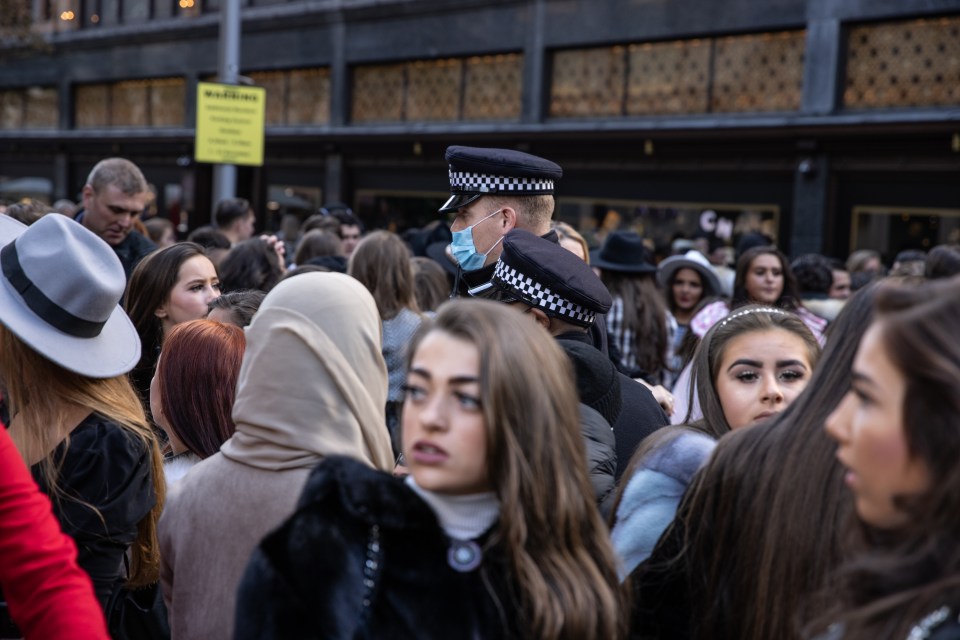 No one was wearing protective masks - apart from the police