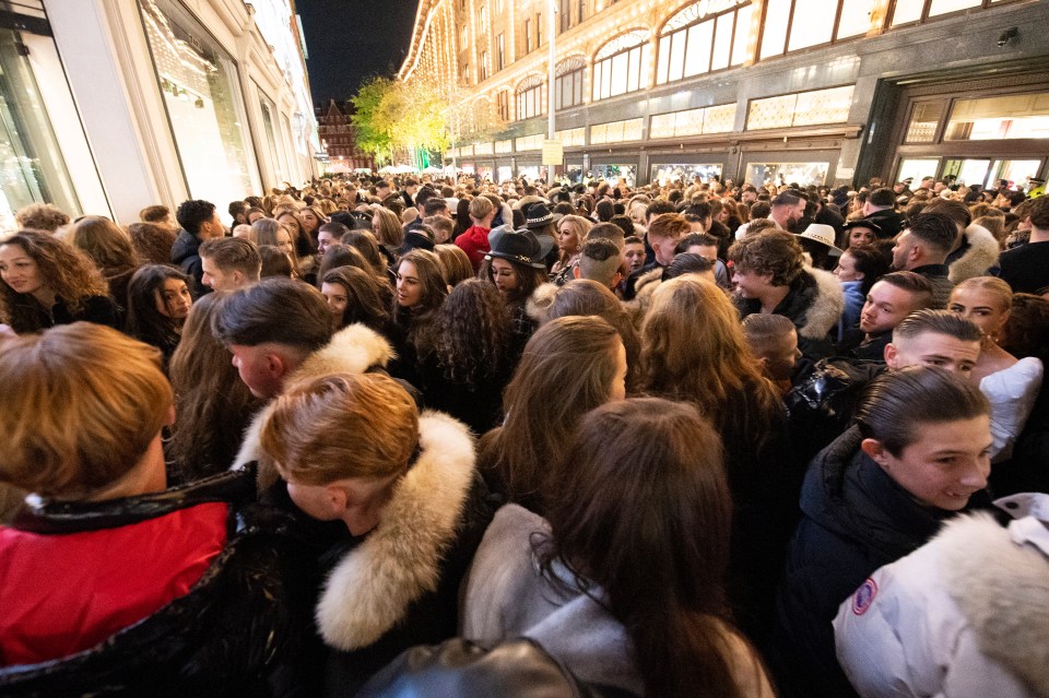 There was barely room to move as a result of the packed thoroughfare in Knightsbridge