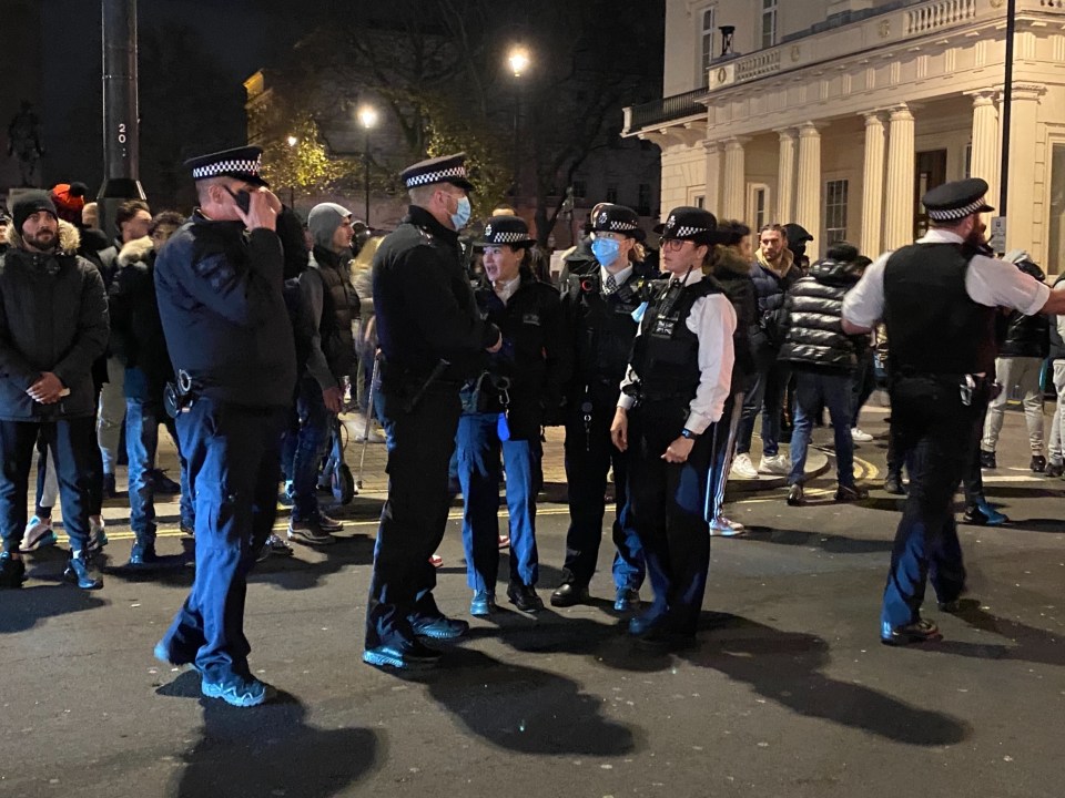 Police were kept busy in Pall Mall, London