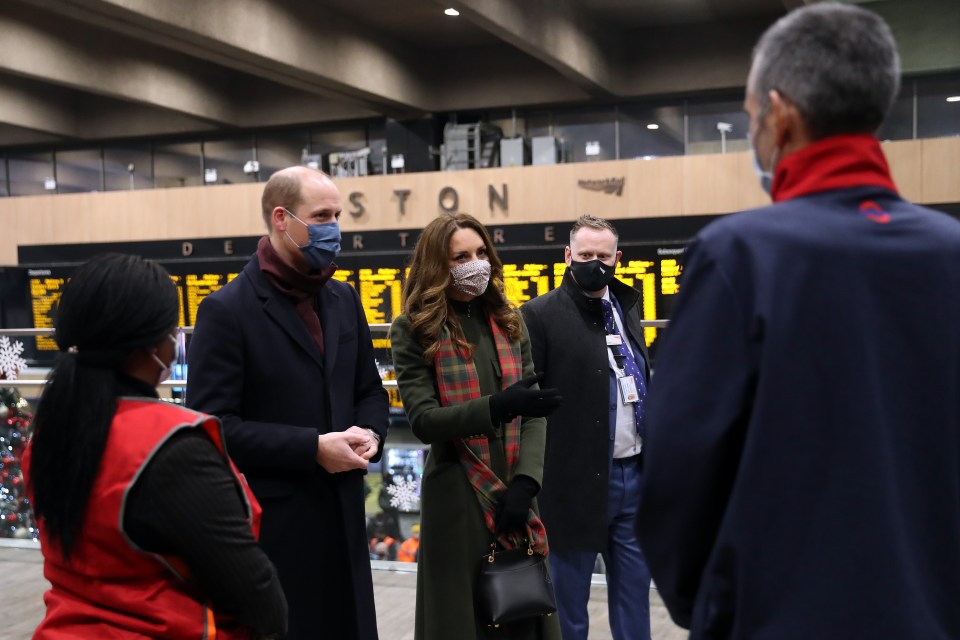 Kate and Wills stopped to talk to transport workers at Euston Station, London