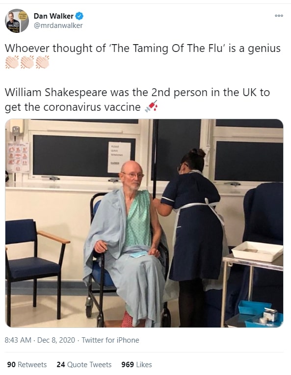 Some clever social media users dubbed Bill's jab 'the taming of the flu'