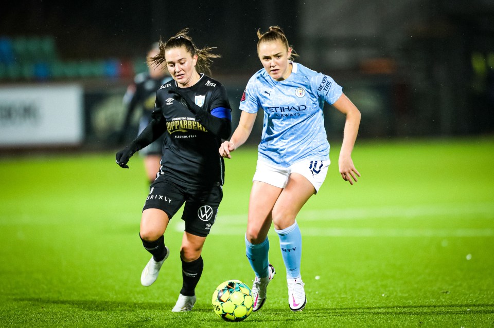 Georgia Stanway equalised for Manchester City against Göteborg on her 130th appearance for the club