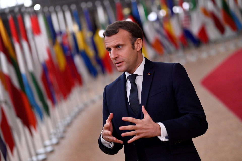 Macron arriving at the EU summit today