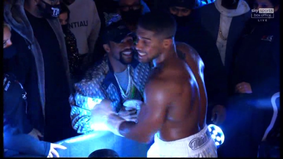 Joshua was congratulated by Floyd Mayweather