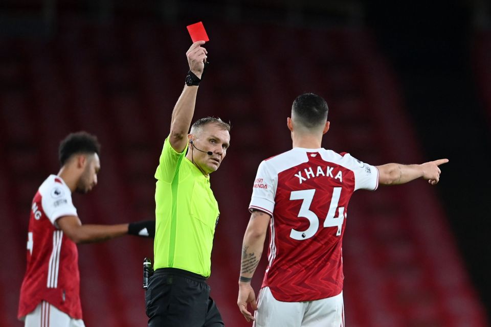 Granit Xhaka saw red as Arsenal suffered another defeat