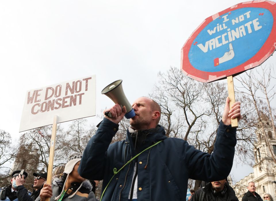 The group are against the roll-out of a coronavirus vaccine