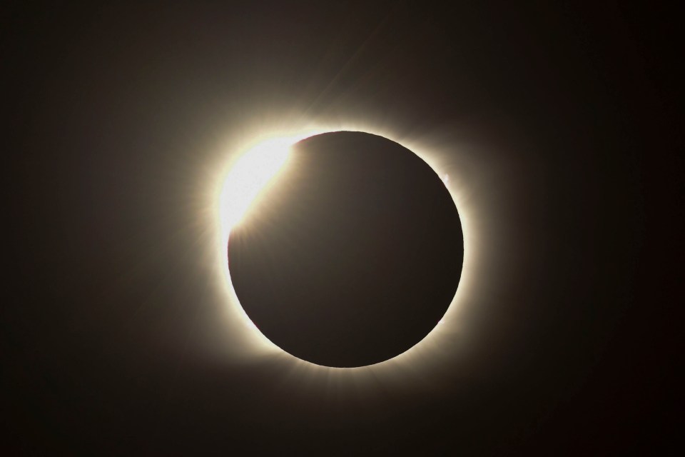 The total eclipse in its 'diamond ring' stage over Argentina yesterday