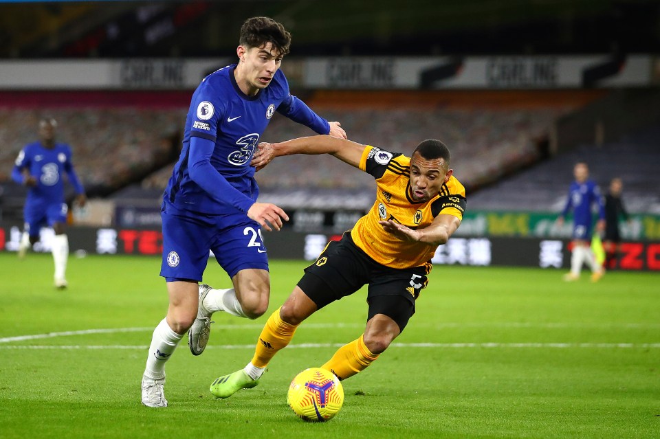 Kai Havertz struggled mightily on Tuesday evening at Molineux