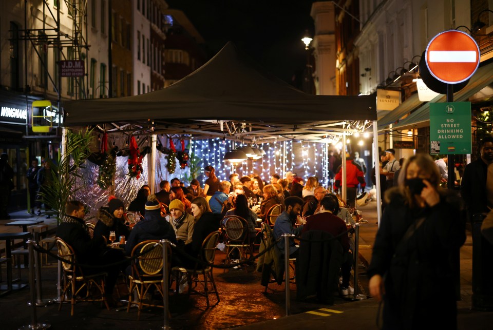 Bars and pubs in the capital hosted customers on pavements 