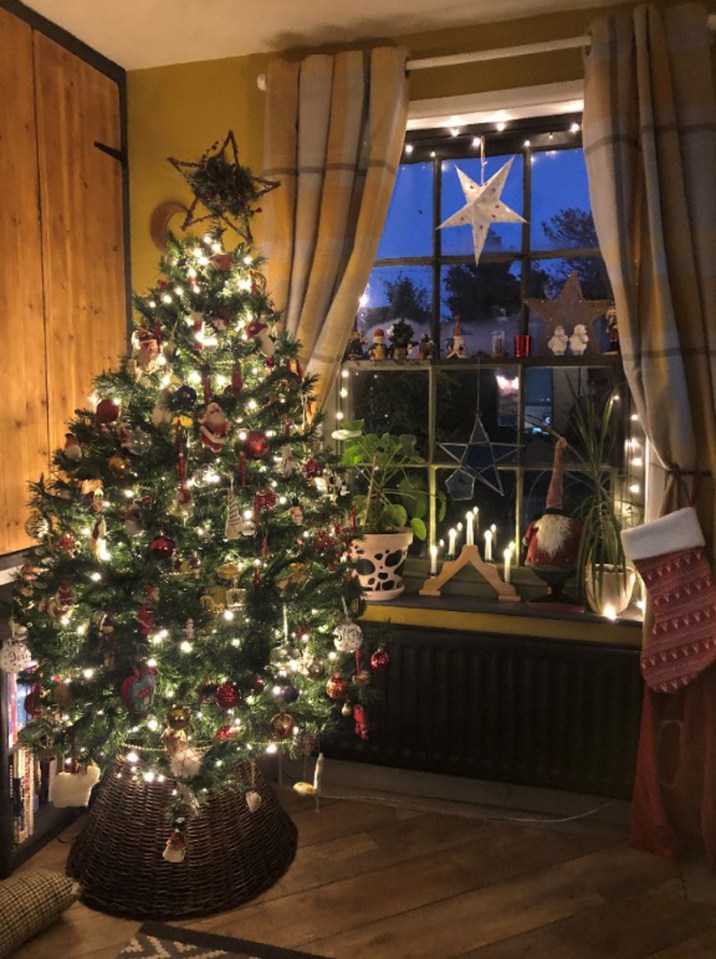 The mum even got her tree from a charity shop, and most of her furniture is second-hand too