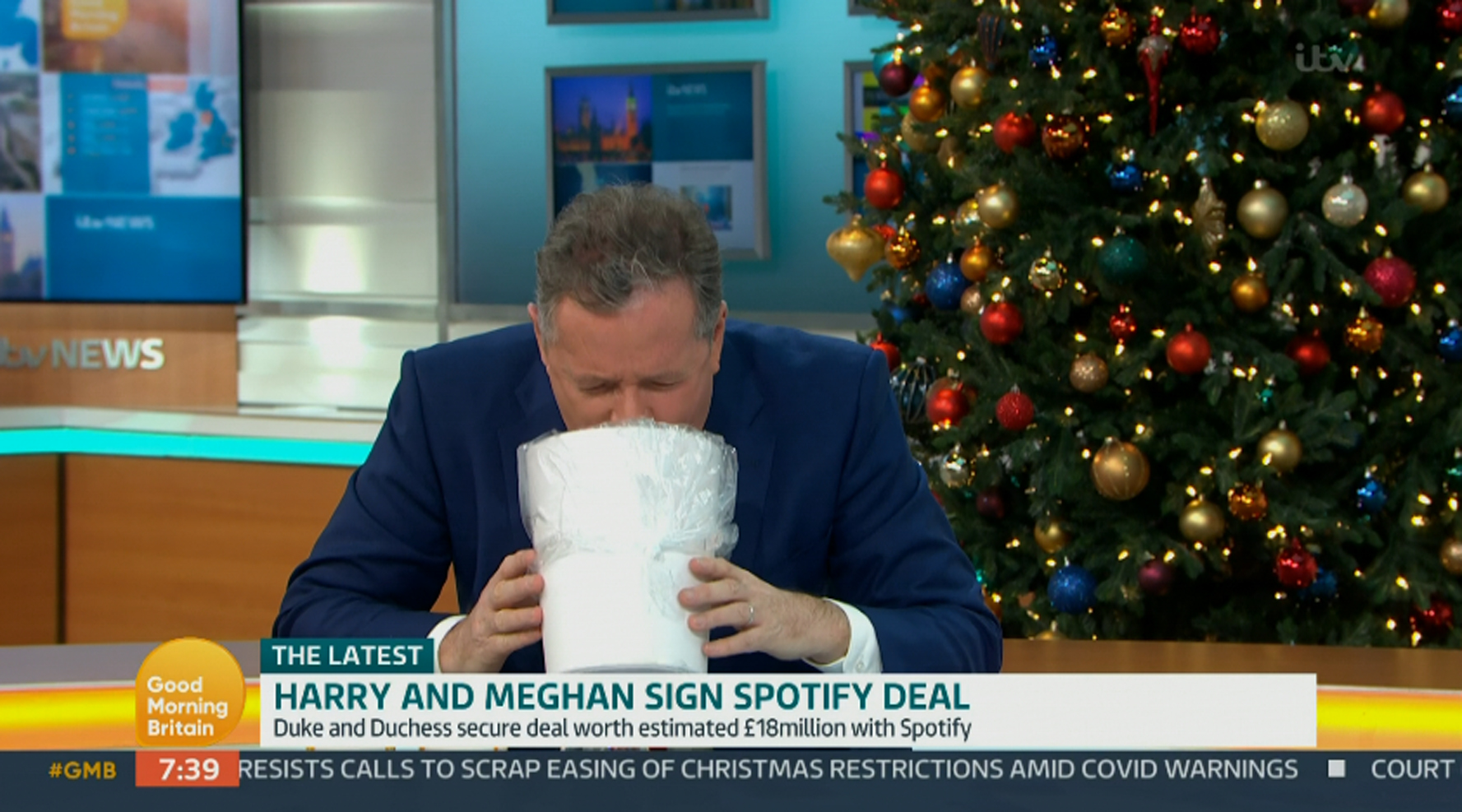 Piers Morgan pretended to vomit into a bin