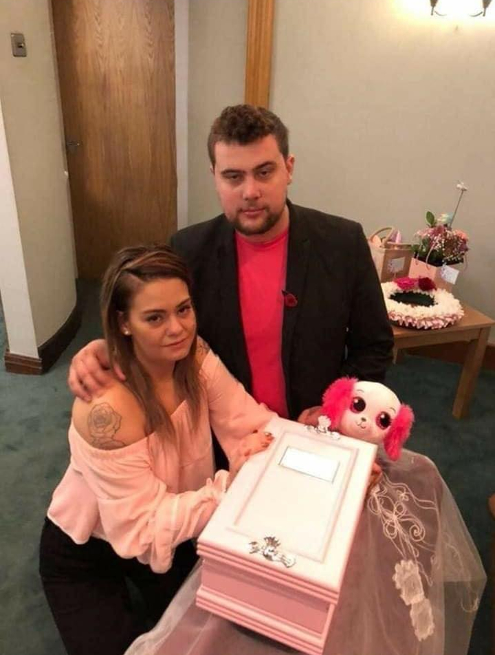 Sara and Reece at the funeral for their miscarried child Nevaeh-Gracie