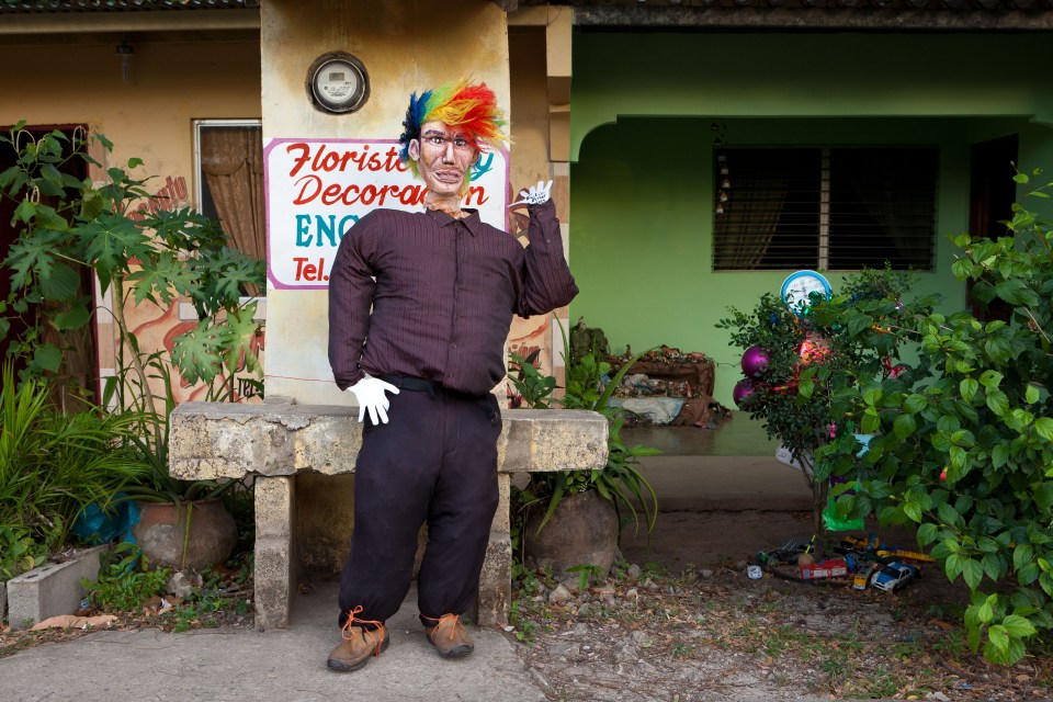 Some communities fill effigies, like this one, with firecrackers to ring in the New Year