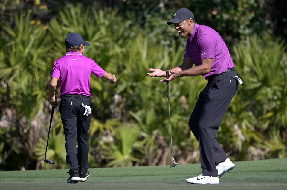 Charlie Woods showed his father how it's done with an incredible eagle