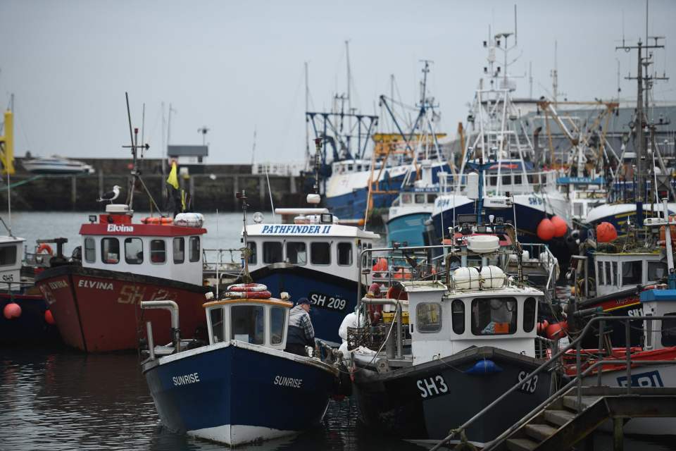 Trawlers moored in the harbour at Scarborough, northeast England