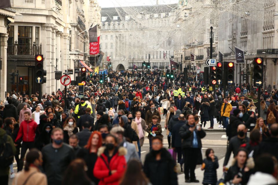 Shoppers filled a temporarily-pedestrianised Regent Street in London before Tier 4 restriction were enforced