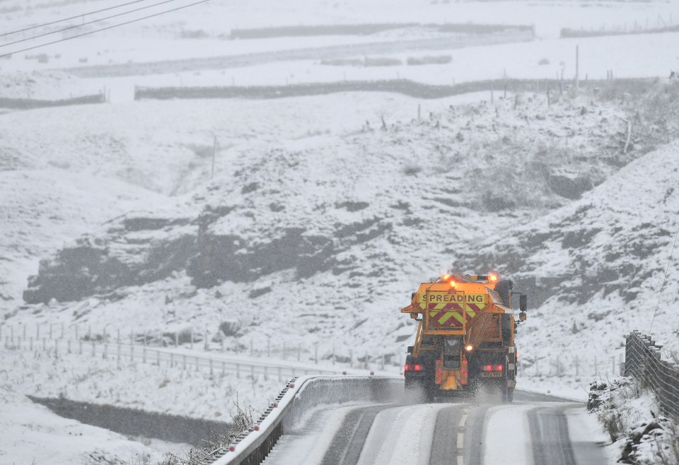 A plough clearing the roads in County Durham