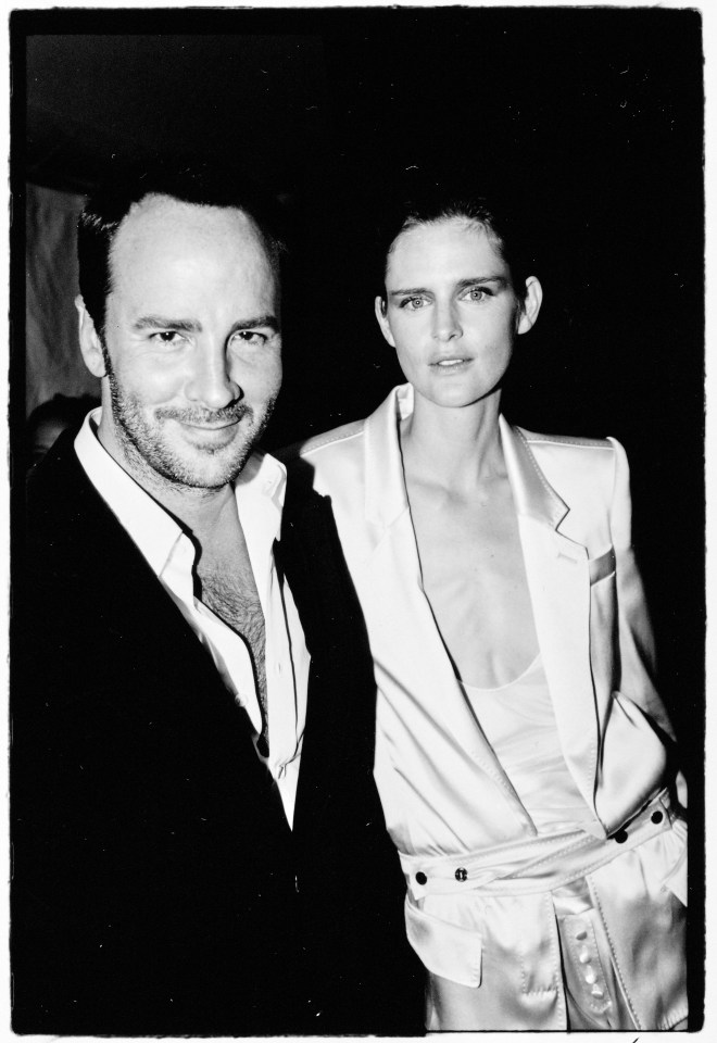 Model Stella Tennant and fashion designer Tom Ford are photographed for Vogue Magazine in October 2003