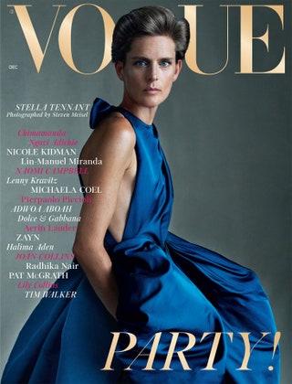 The model is seen in a Vogue cover