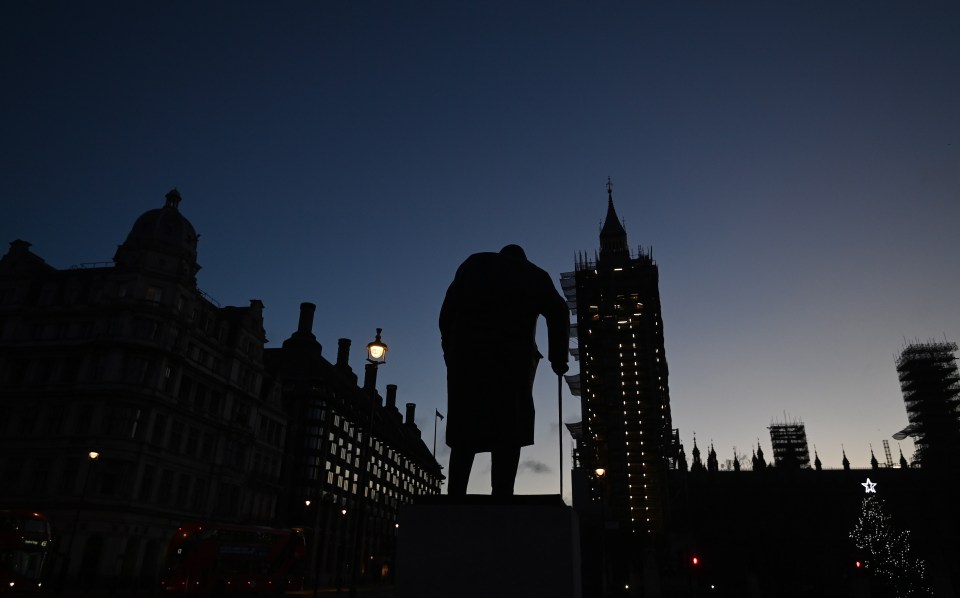 Churchill’s statue on Christmas eve as Britain awaited news of the Brexit dal