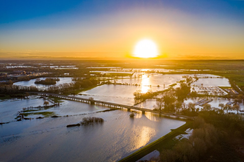 River Great Ouse has burst its banks, swamping the surrounding area 