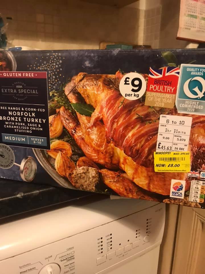 An Asda shopper picked up a bargain turkey for £8 and it was originally £45 