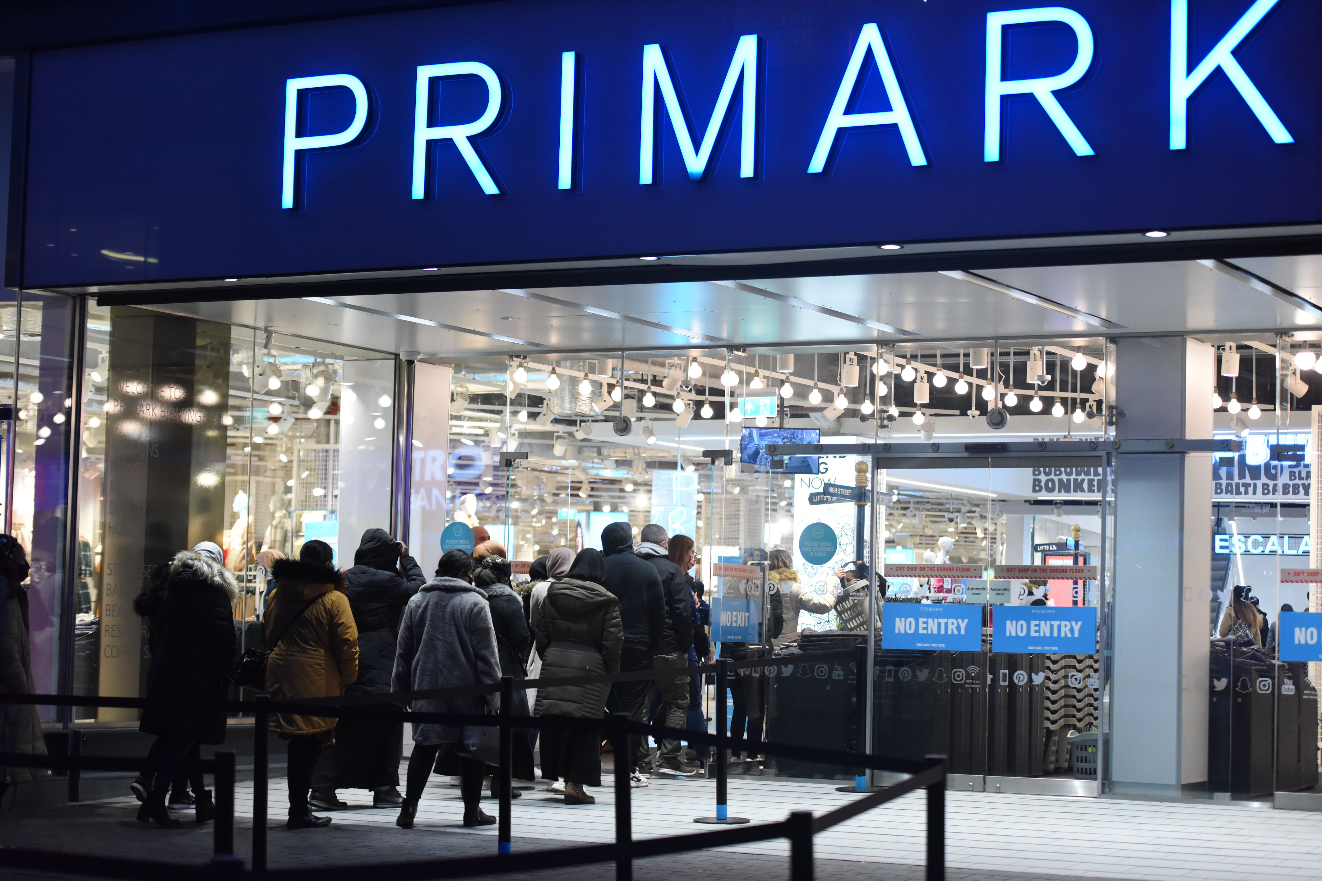 Long queues quickly built outside Primark in Birmingham