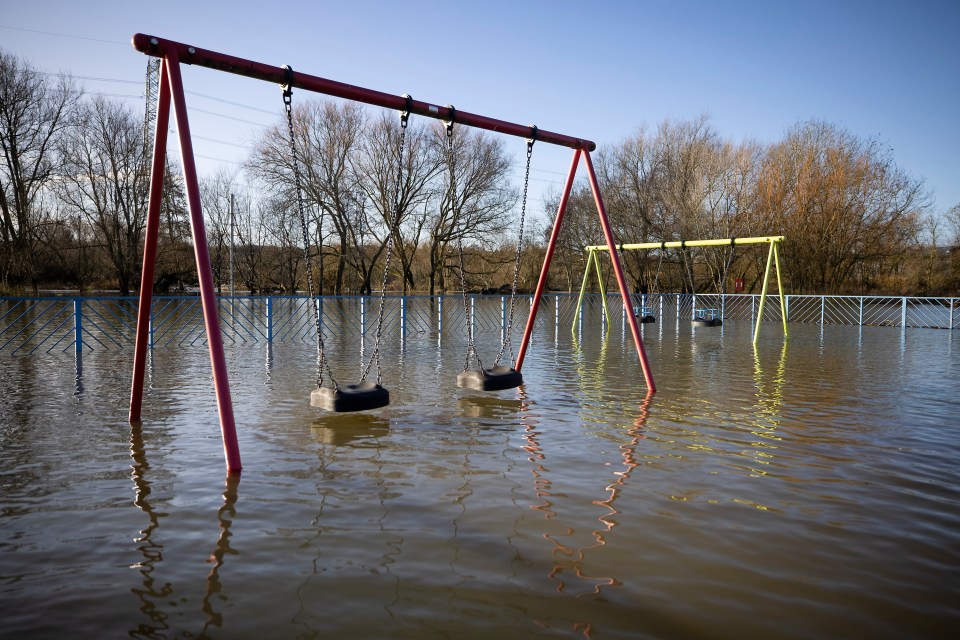 In Oxford, a children's park was submerged by floodwater 