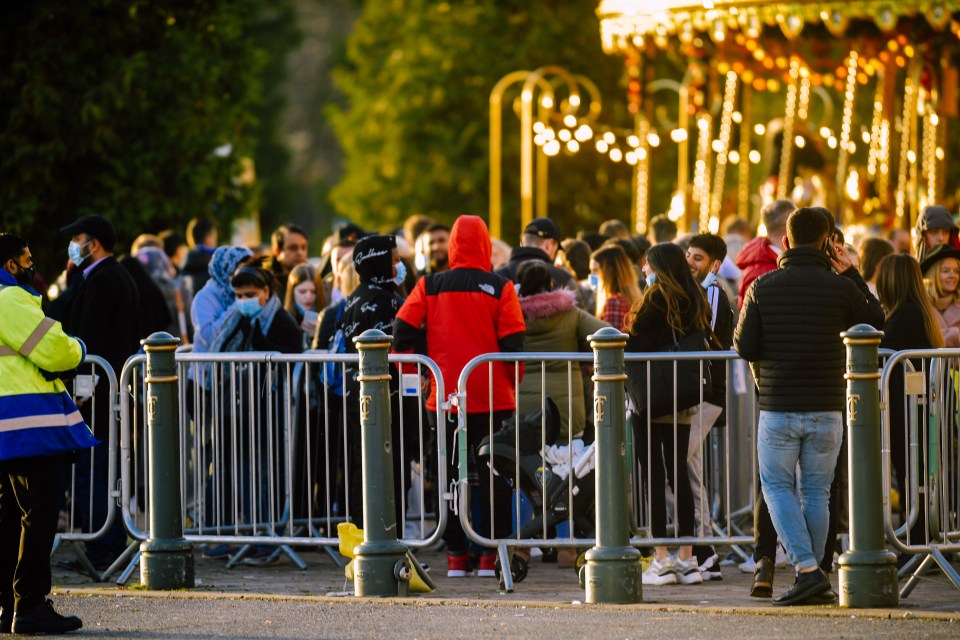 People gathered near a fairground ride at the Trafford Centre