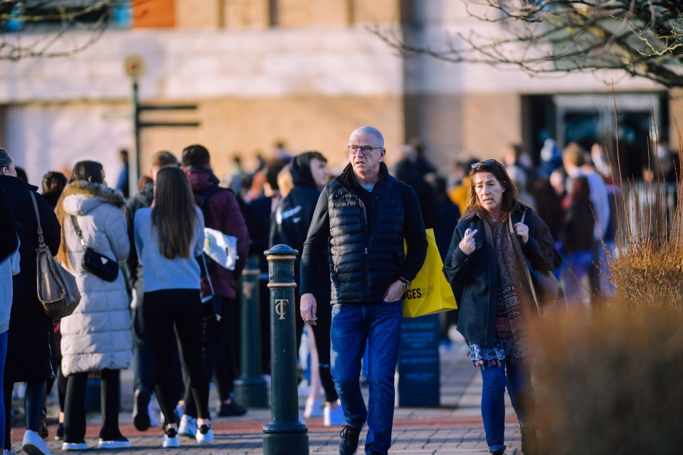 Crowds of people were seen at the large shopping centre yesterday