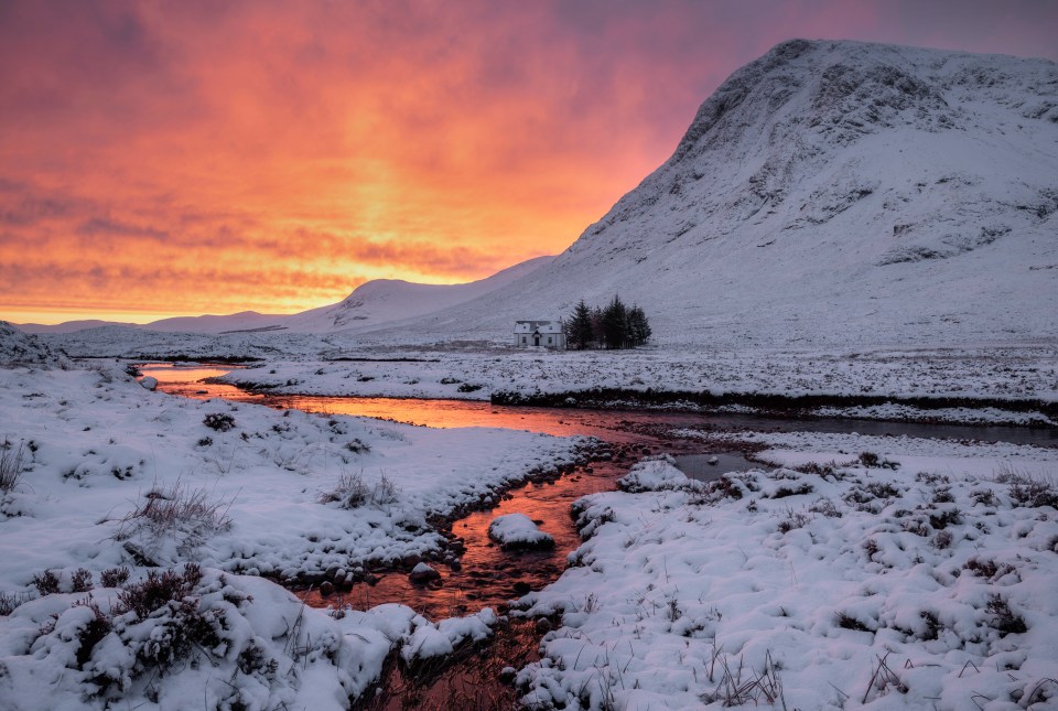 Scotland has seen particularly chilly temperatures - and this morning, the sun rose over a freezing Glencoe 