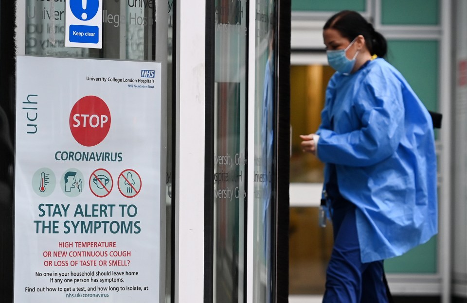 An NHS staff member at University College Hospital in central London