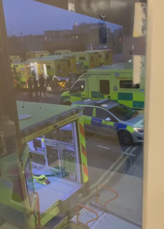 Ambulances were seen outside Queen's Hospital in Romford