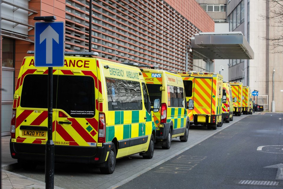 Emergency vehicles are seen outside the A&E department at Royal London Hospital in Whitechapel today