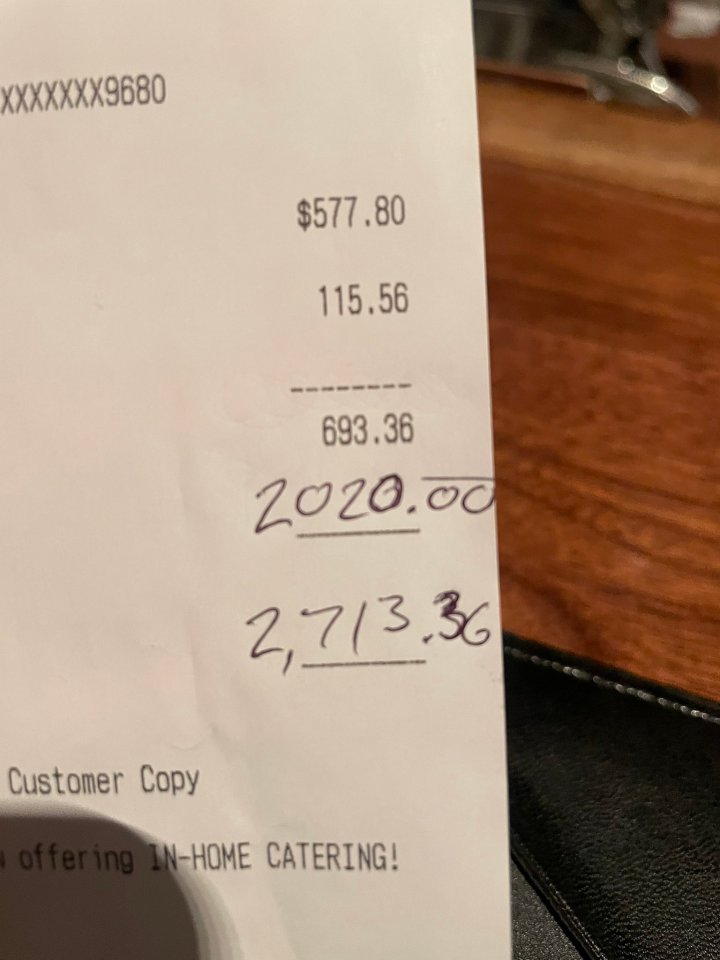 A waitress has claimed she got a whopping $2,020 (£1,481) tip from a kind-hearted stranger