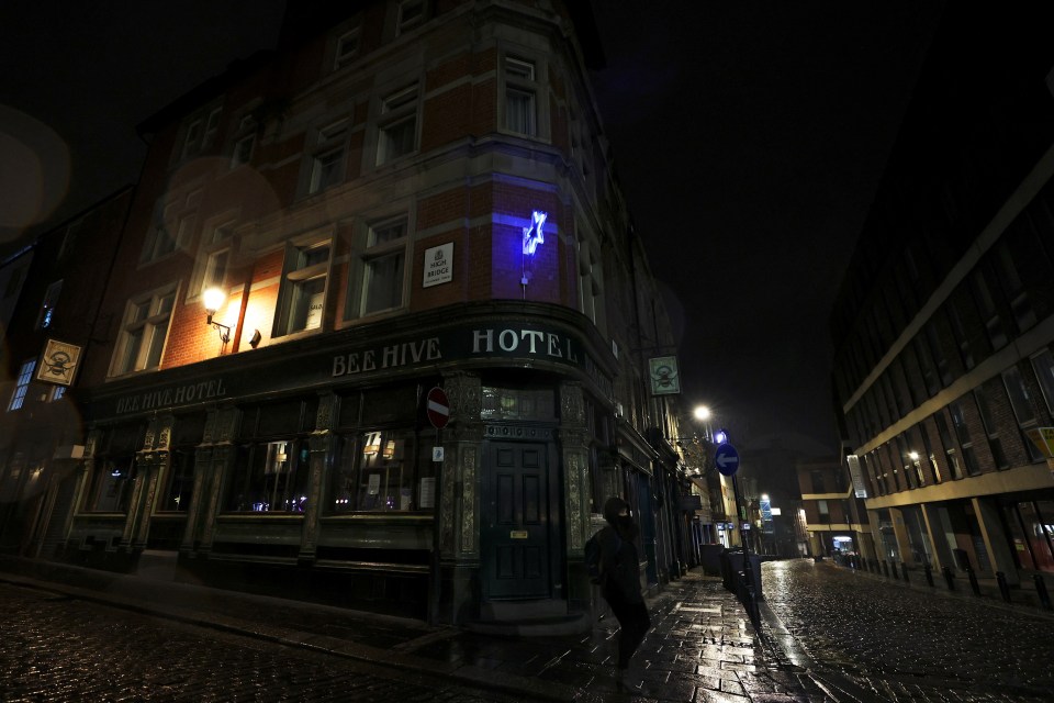 A near-empty street in Newcastle last night