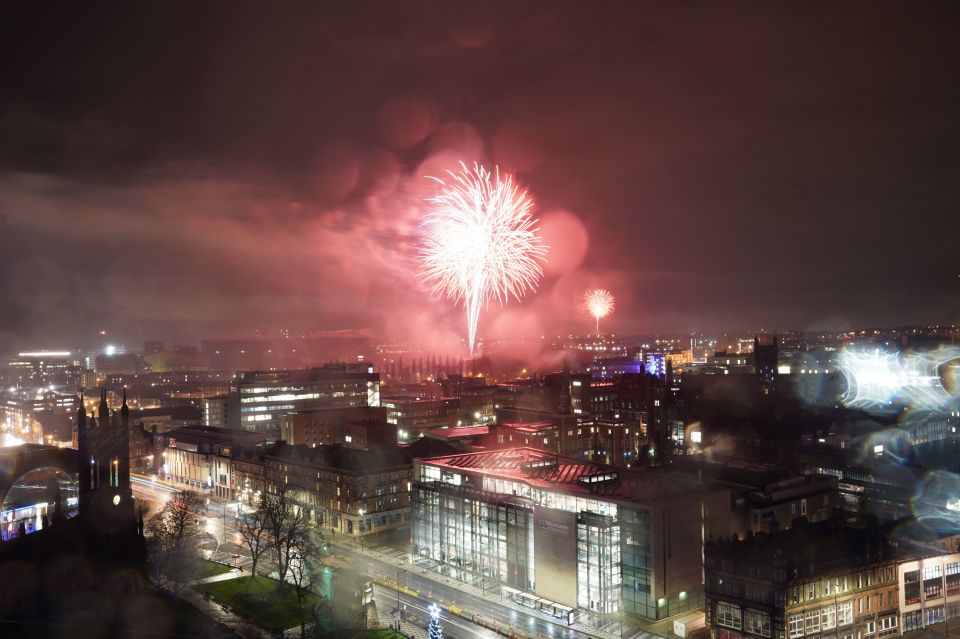 Fireworks were set off in Newcastle in the early evening, hours before midnight