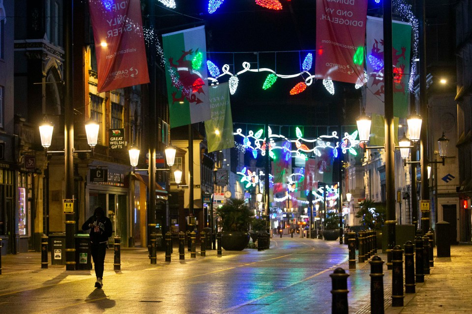 Empty streets in Cardiff on New Year's Eve