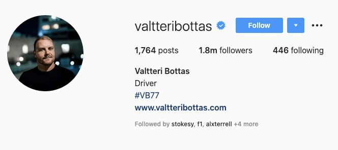 Bottas no longer has 'Mercedes' written on his Instagram bio