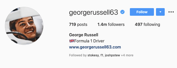 Russell has removed 'Williams' from his Instagram bio after his incredible Mercedes debut