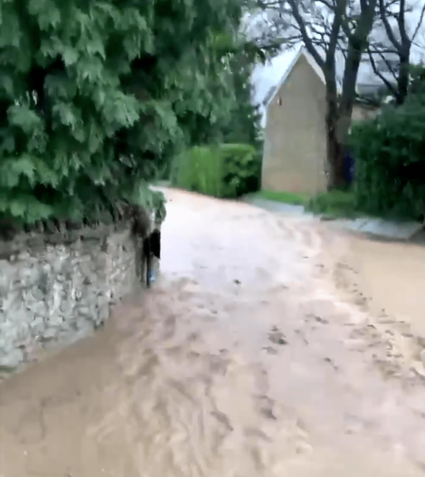 Beds Fire & Rescue filmed this torrent gushing down a road